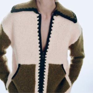 Zara Combination Knit zip up cardigan